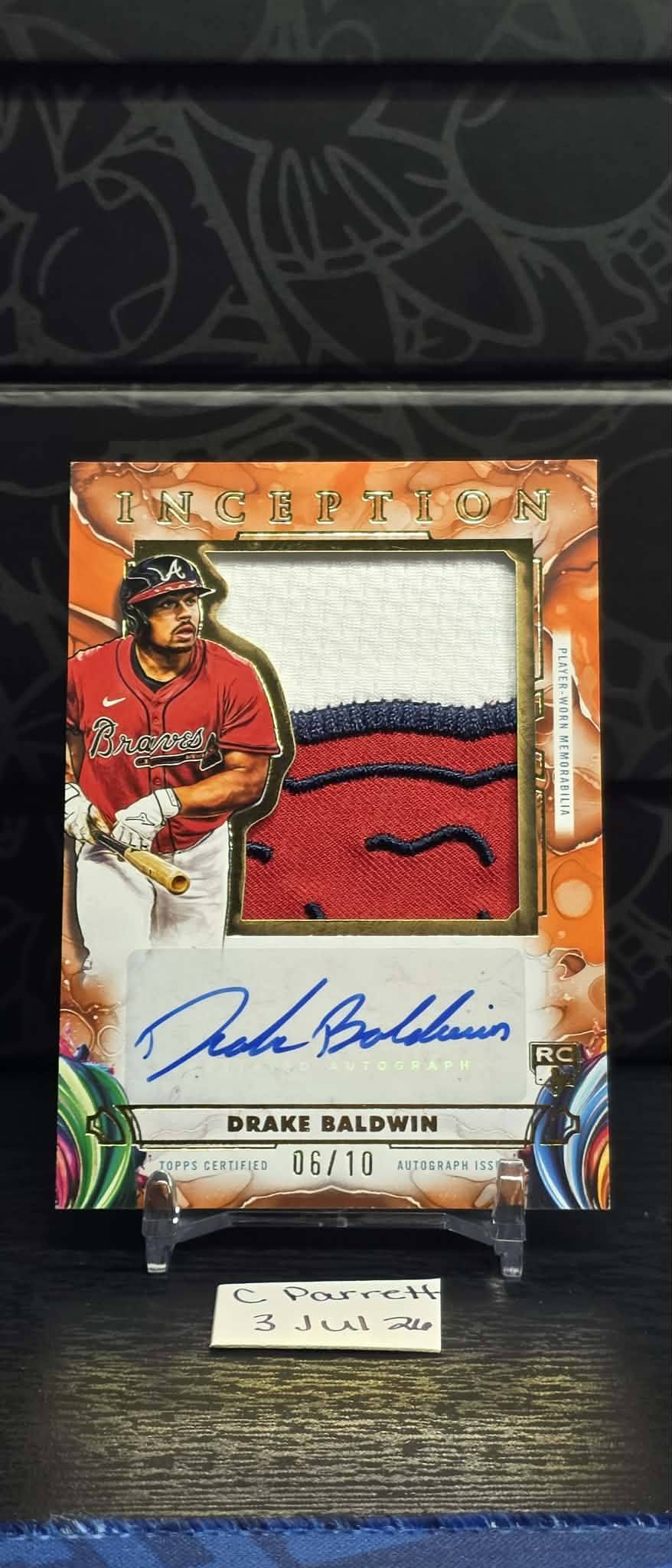 2025 Topps Inception Drake Baldwin rookie patch auto