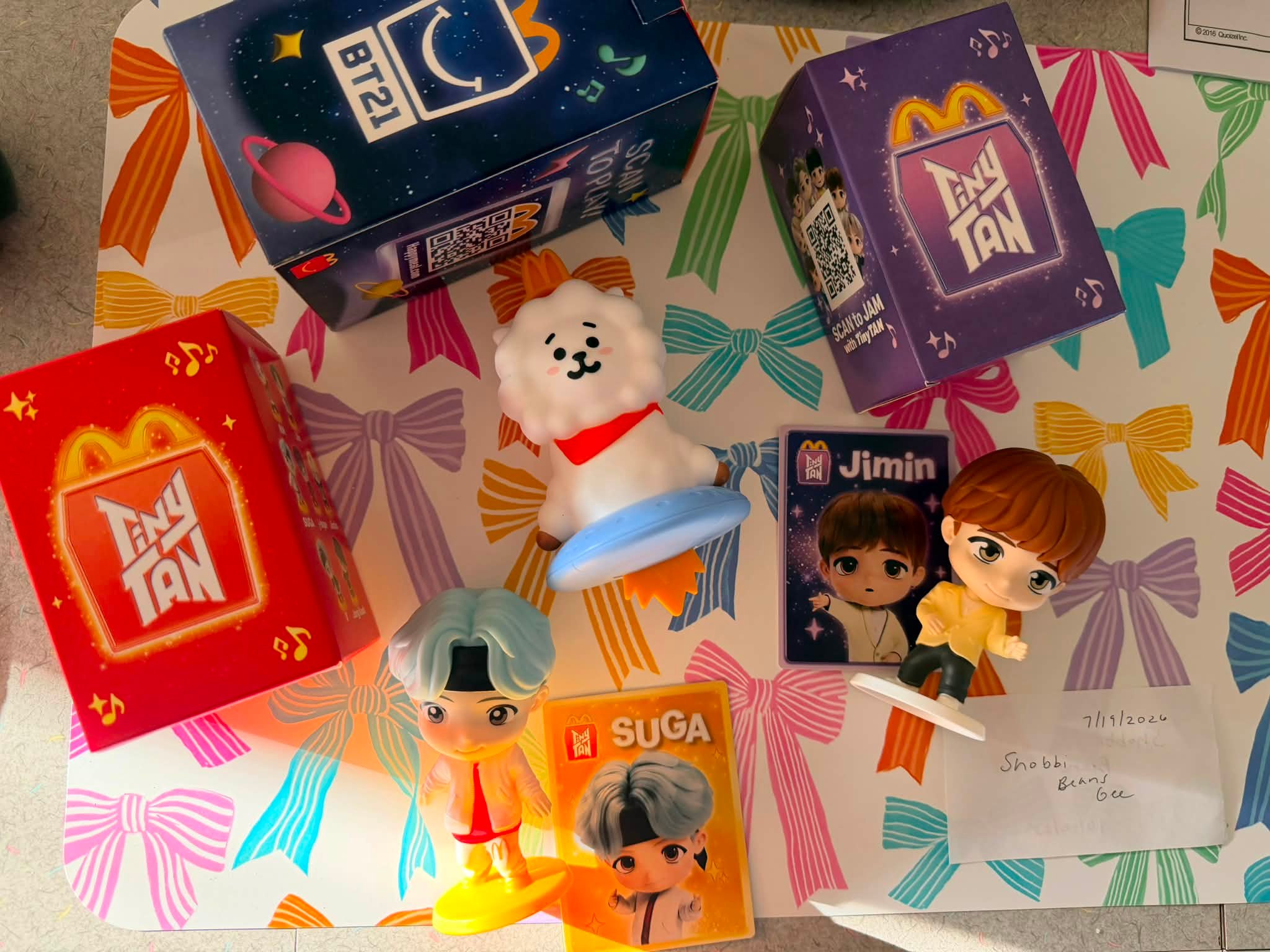 Trading BTS McDonald's figurines for BT21 spaceship and accessories