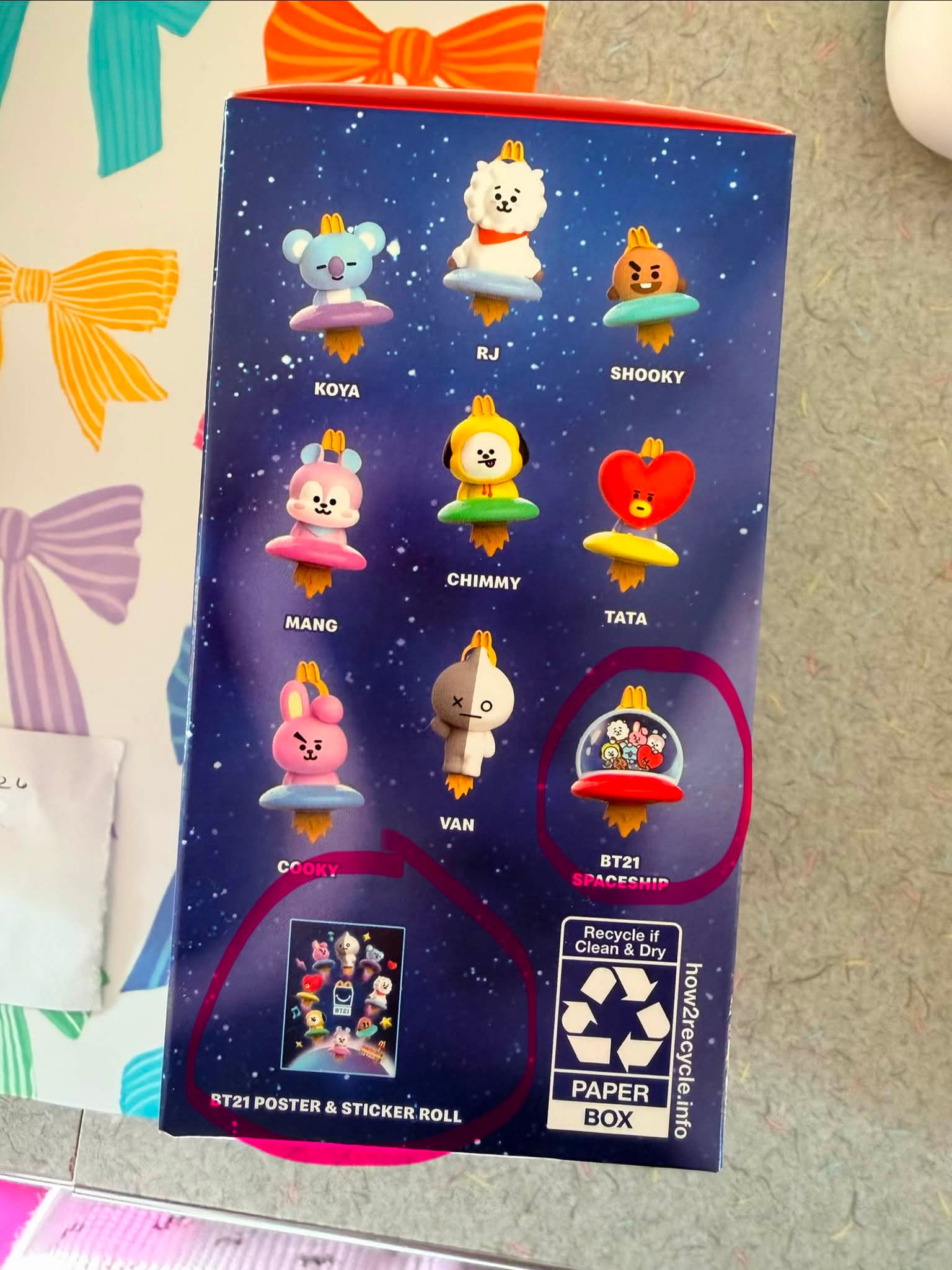 Trading BTS McDonald's figurines for BT21 spaceship and accessories