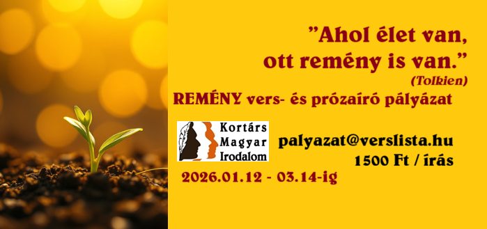 REMÉNY vers- és prózaíró pályázat 2026.01.12 - 03.14-ig