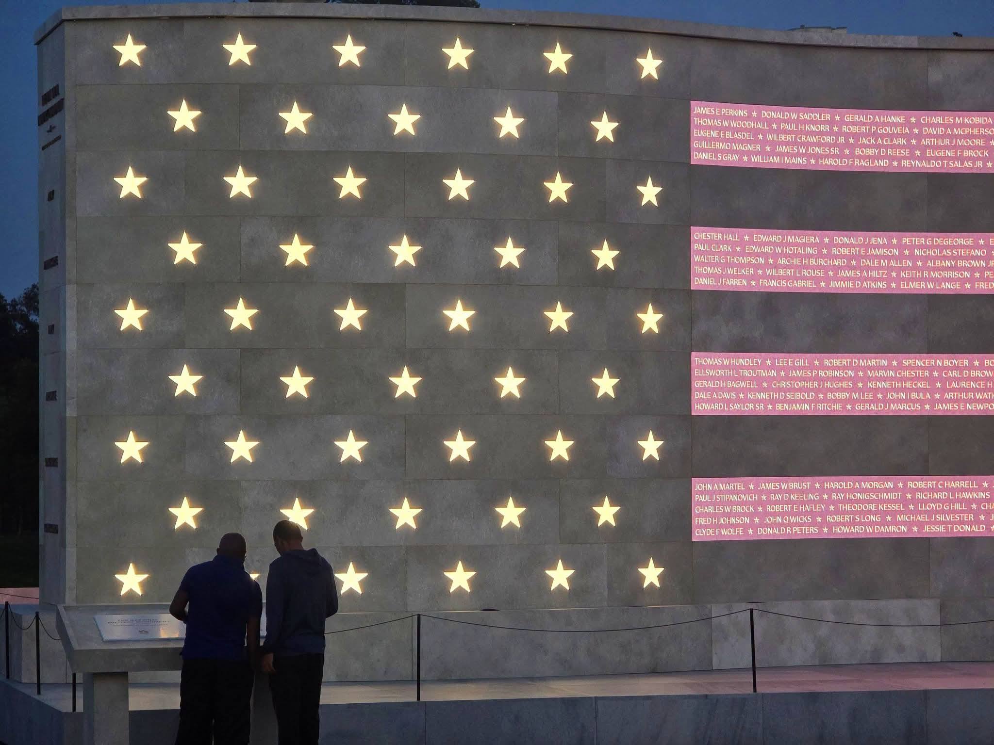 A temporary monument in Washington, D.C., displays the names of