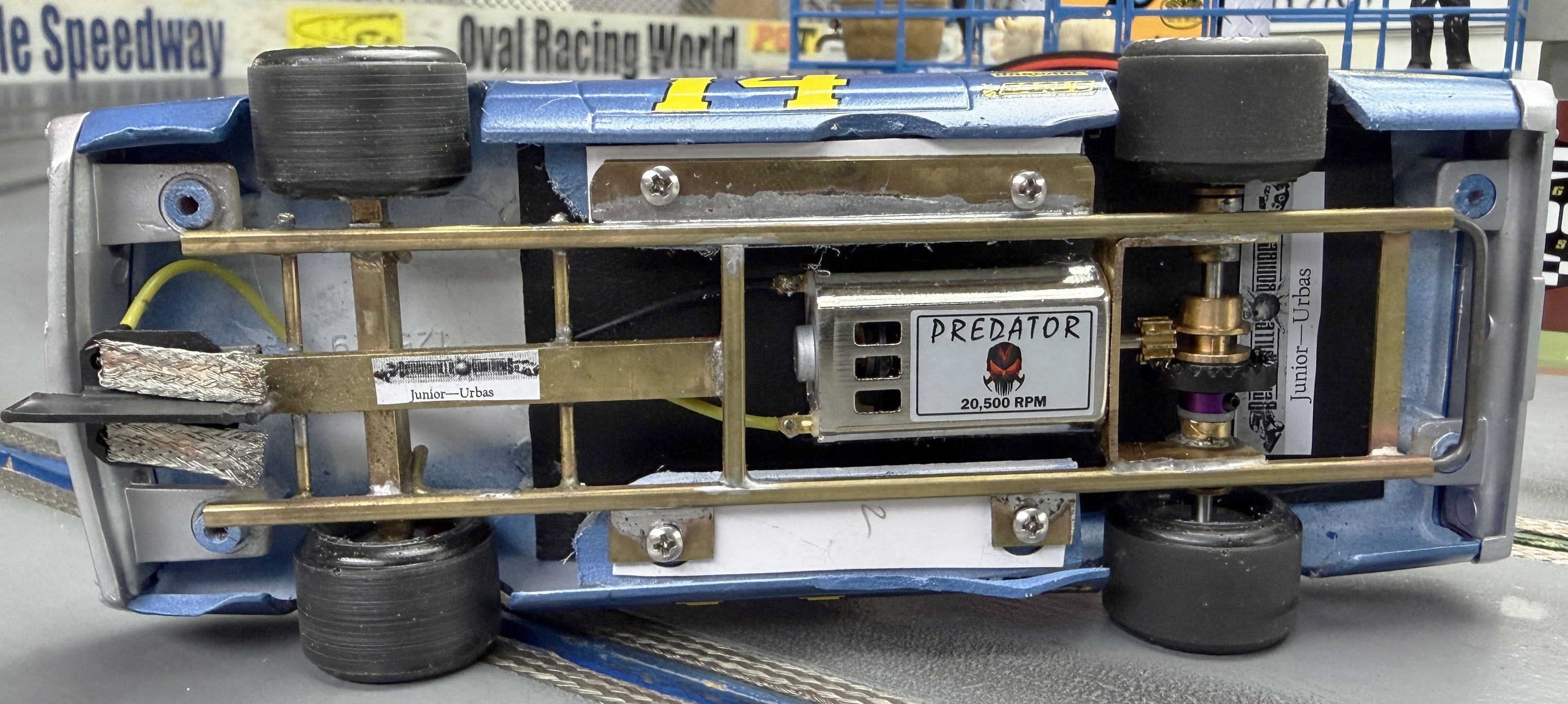 Junior's old Carrera car wins with a 2.438 time