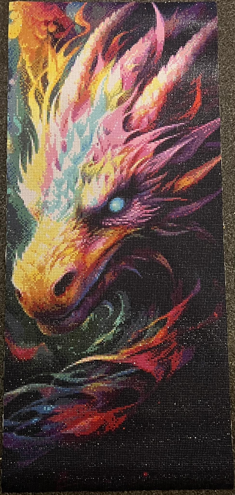 Finished rainbow dragon from Dreamer Designs and Winnie the Pooh