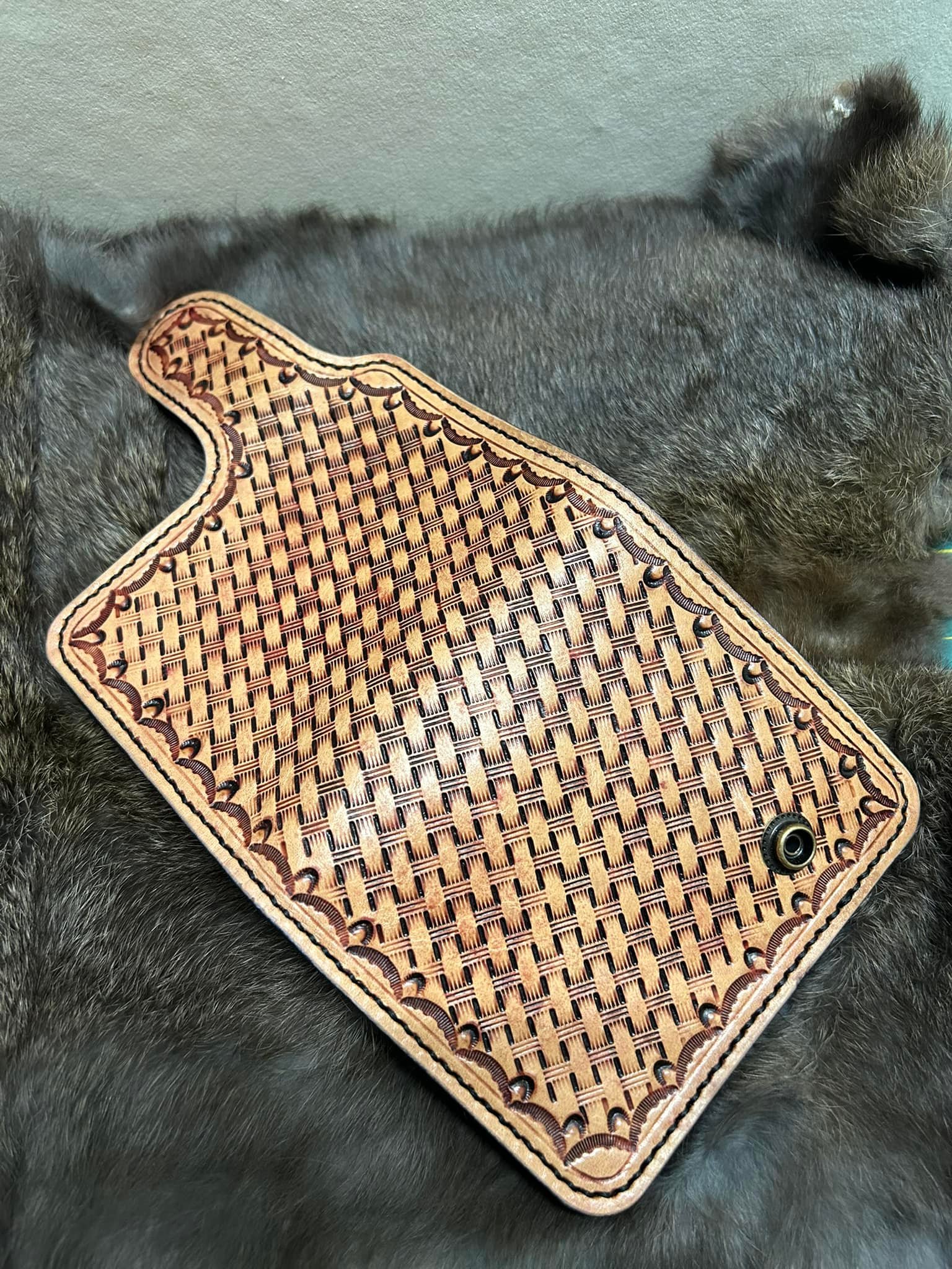 Double RL zip wallet in tumble leather