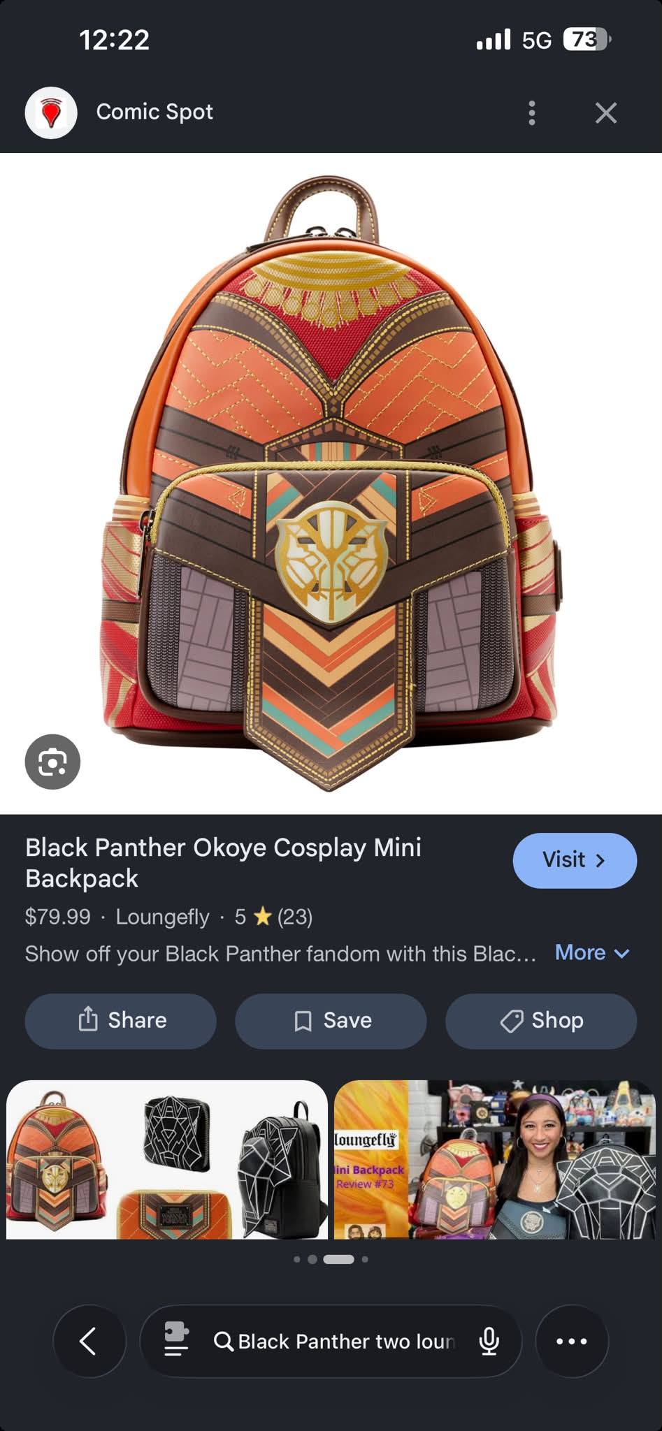 black panther okoye cosplay mini backpack Loungefly Marvel  rock and roll collectibles this Loungefly mini backpack is made of vegan leather (polyurethane) Loungefly Black Panther Okoye Mini