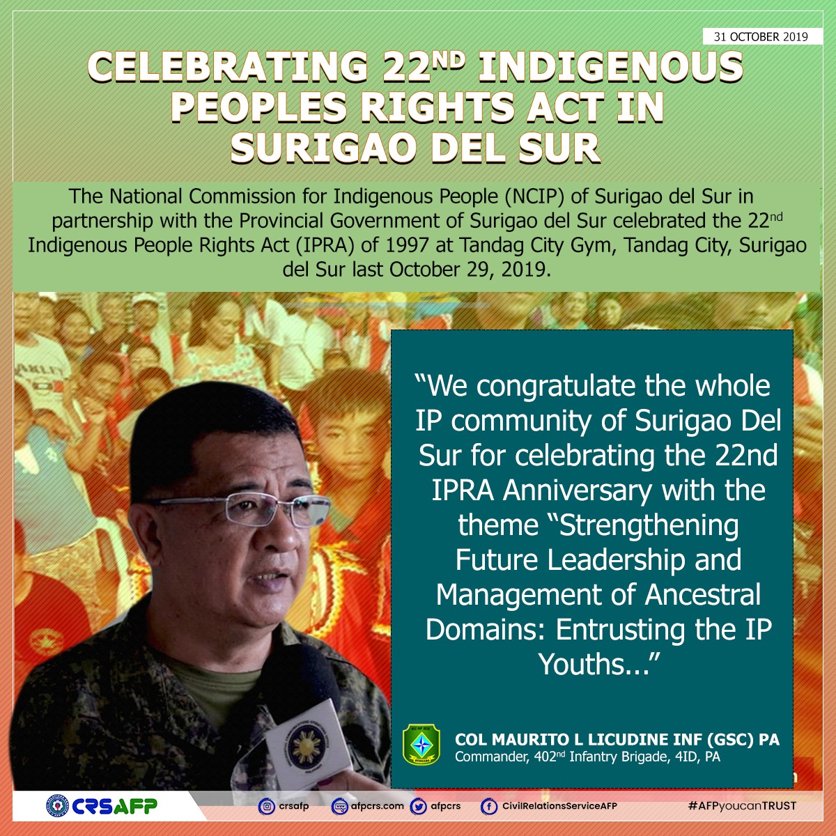 Civil - Celebrating 22nd Indigenous Peoples Rights Act in Surigao del ...