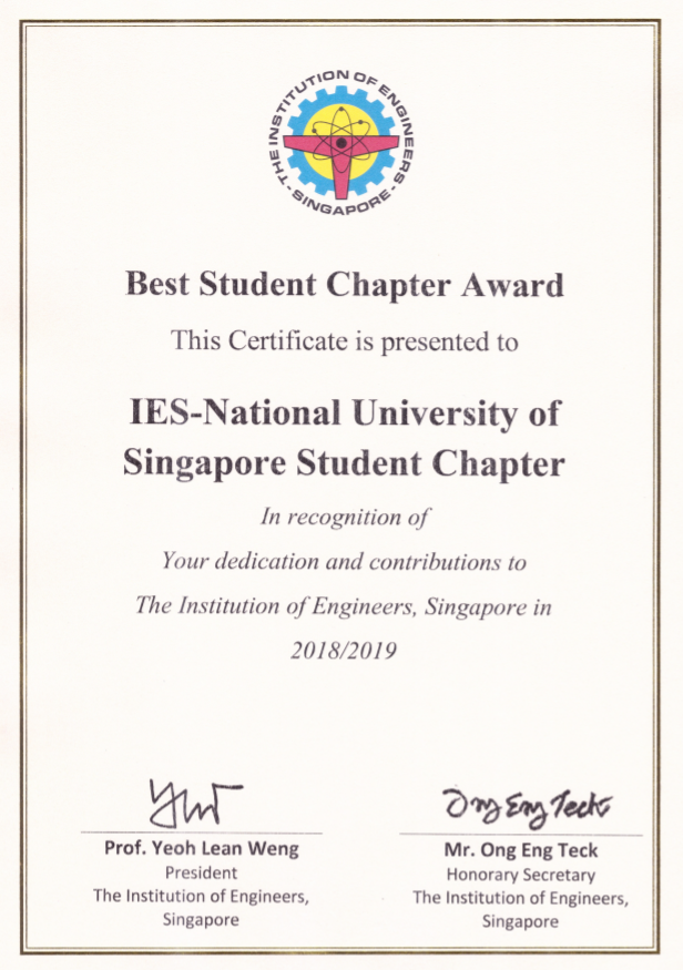 Congratulations to IES-NUS Student Chapter for winning the IES Best ...