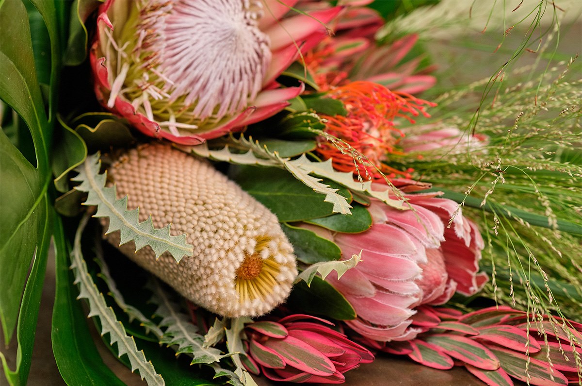 How to create a hand-tied bouquet with protea flowers
