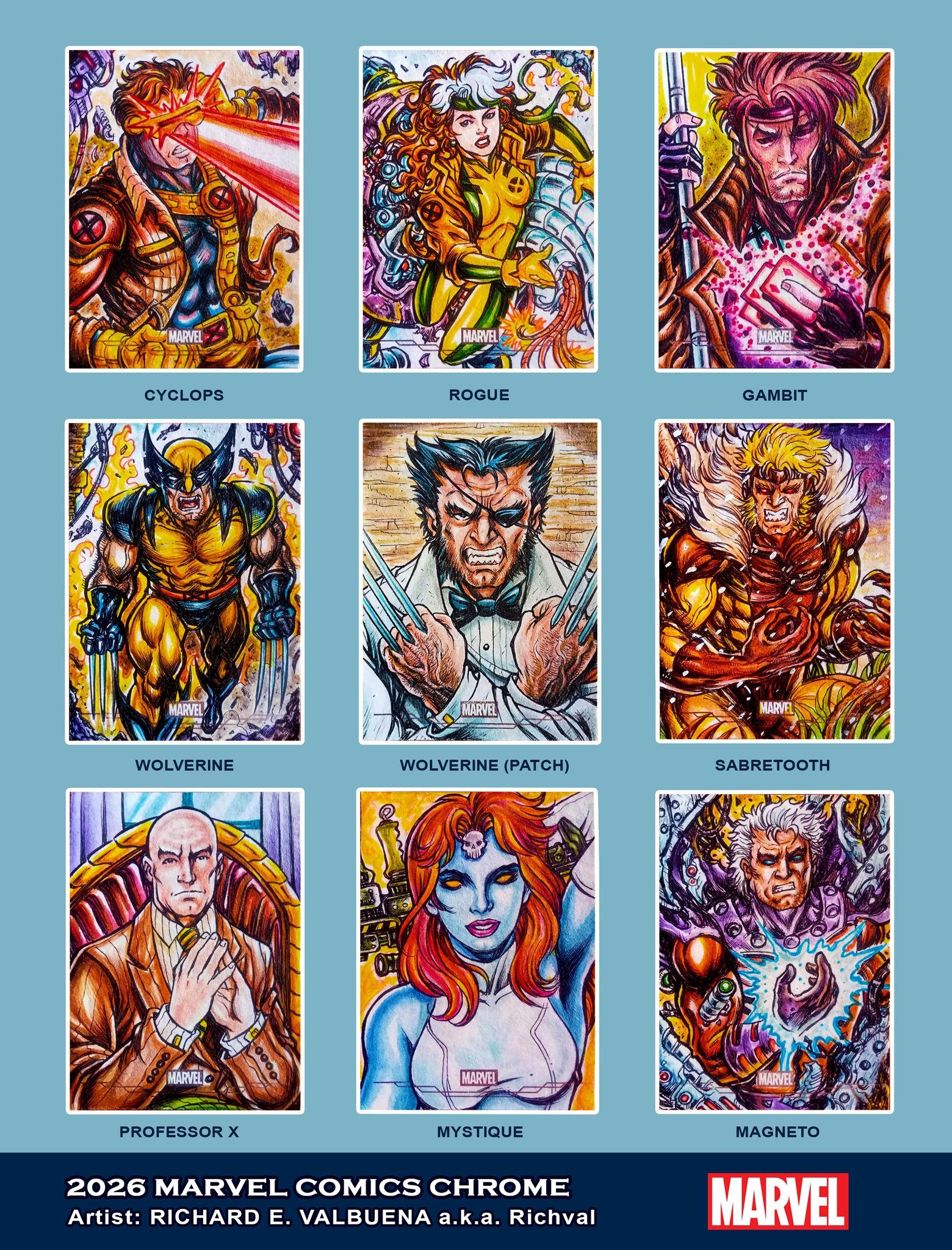2017 Upper Deck Marvel Premier X-Men quad panel sketch card