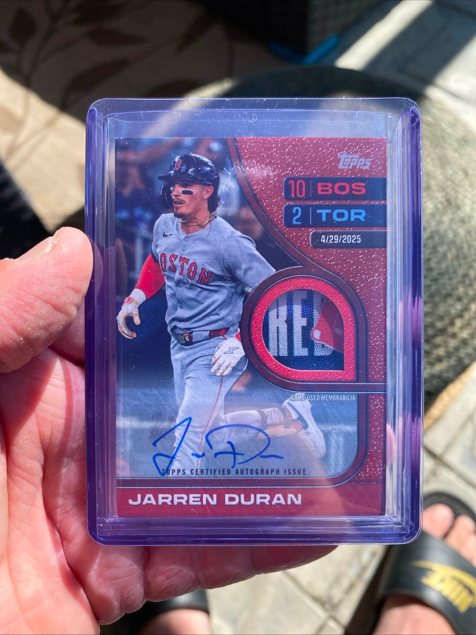 Jarren Duran autograph card pulled from free pack on 4/29/2025