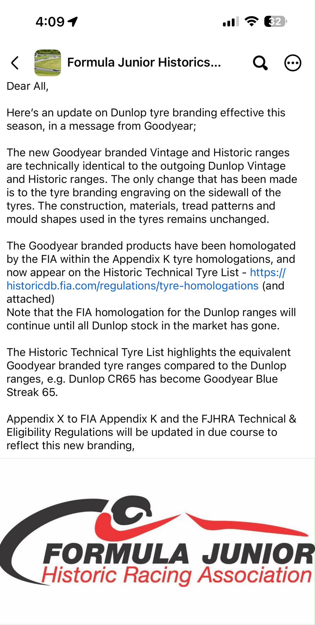 Formula Junior tires now in stock at Monterey, CA Historics