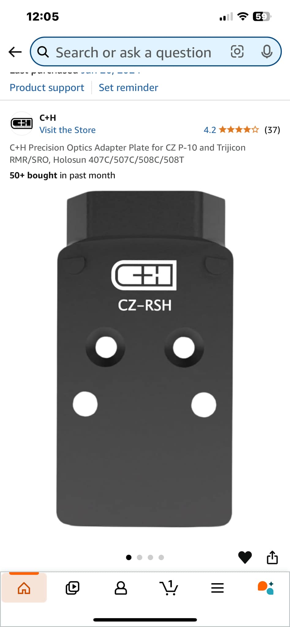 TSA Product Line Adapter Plate For CZ P-10 Optic Ready – Fits RMR/SRO/RCR/Holosun 407C/507C/508T