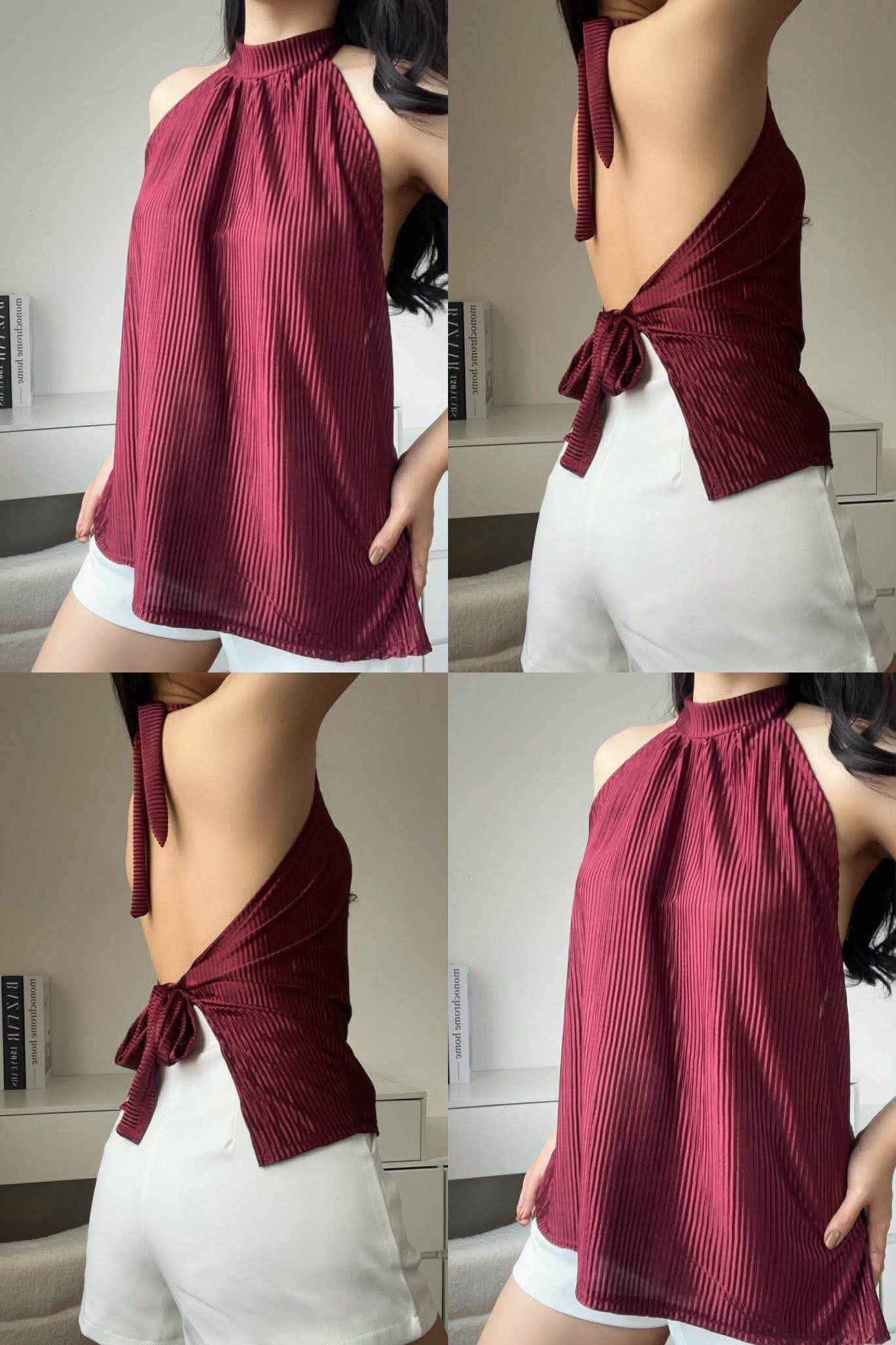 LIZA TOP ₱195 onlyy ✨Electric pleats ✨Xs- semi large ✨5f model