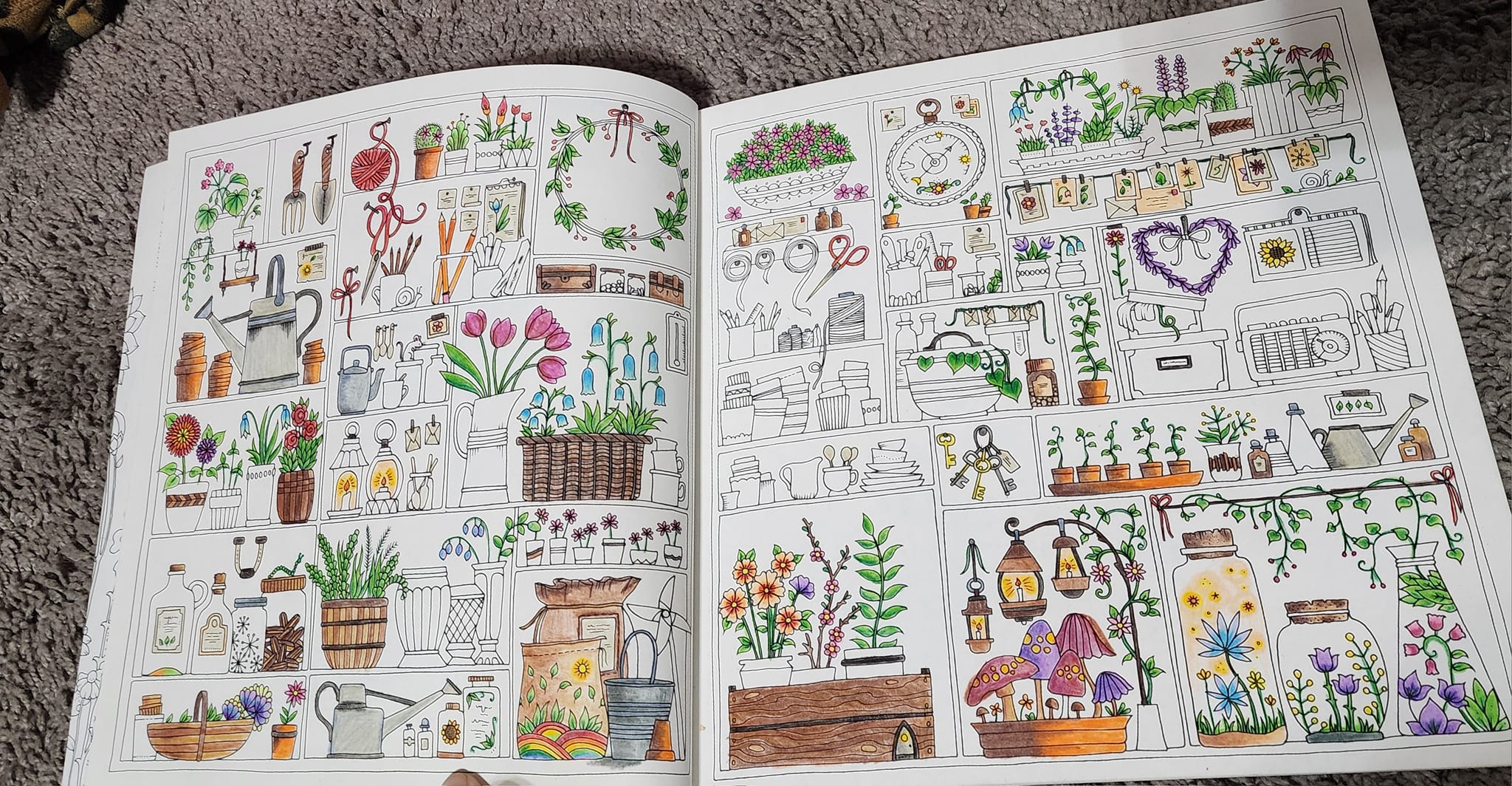 Day 2 of my progress on this page in World of Flowers by Johanna