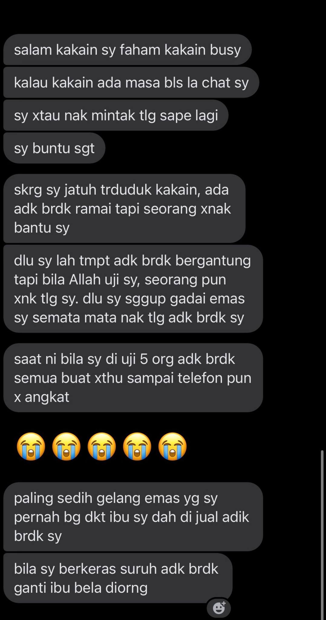 Nurul - Ain baca DM ni sambil tahan sebak, Katanya…dulu waktu semua ...