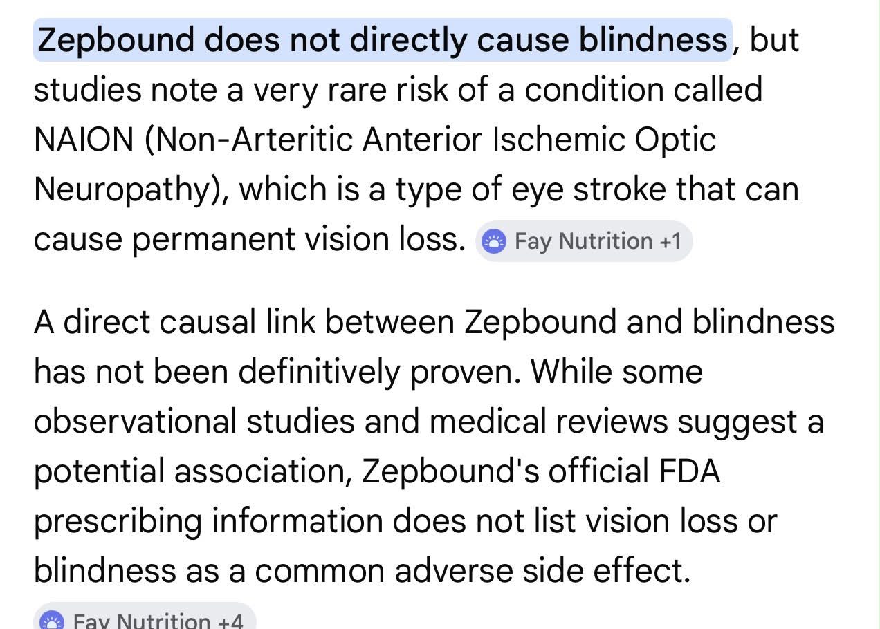 Does Zepbound cause eye issues like NAION?