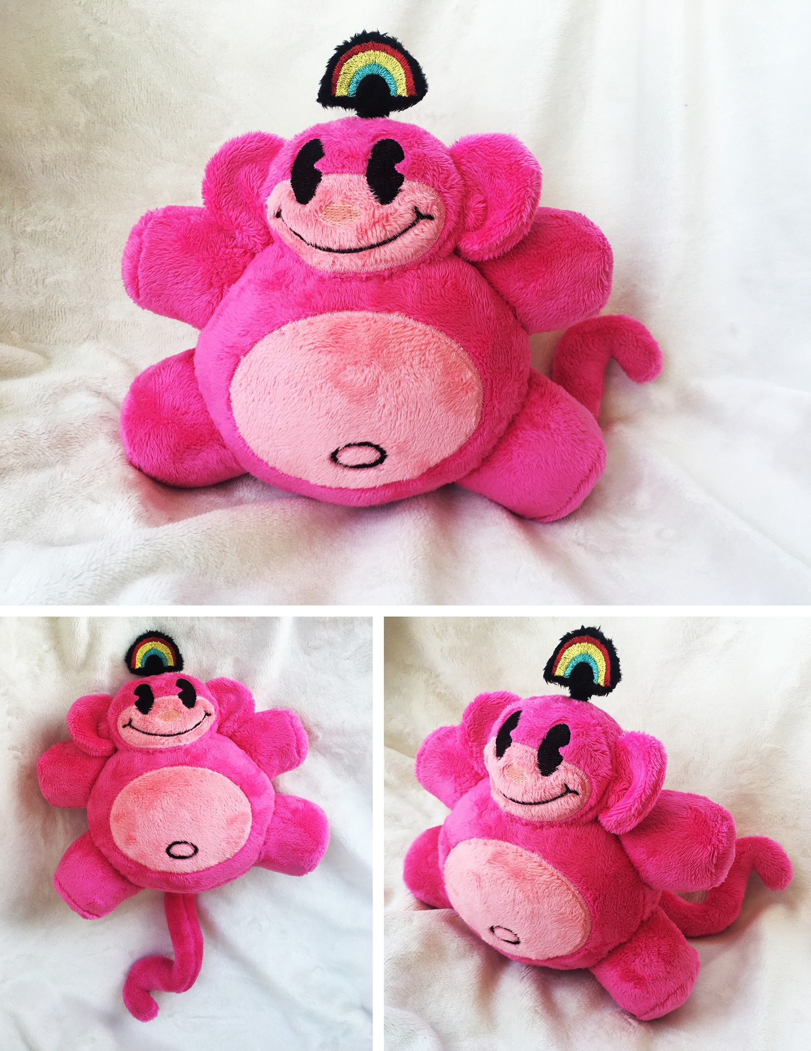 Pink rainbow monkey plush toy