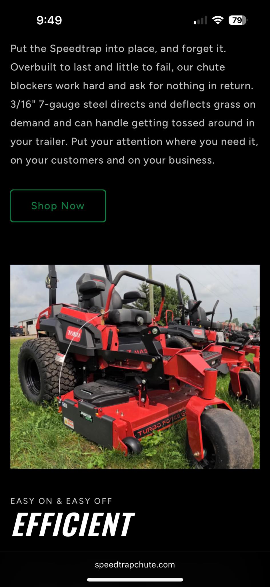 User friendly chute solutions for Toro and Exmark mowers!
