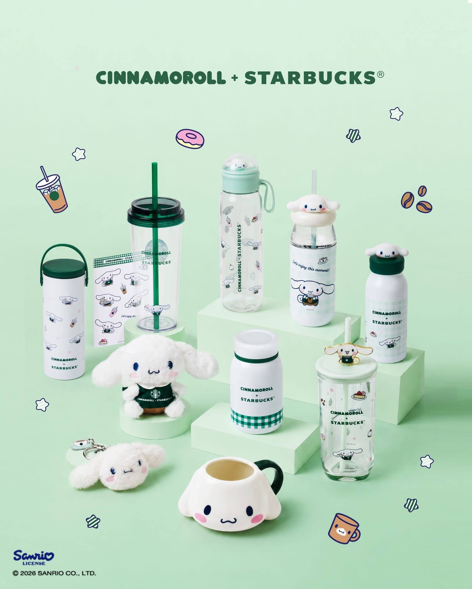 Starbucks Cinnamoroll コラボ タンブラー Meet the Cinnamoroll + Starbucks collection 💚☁️✨ From cozy