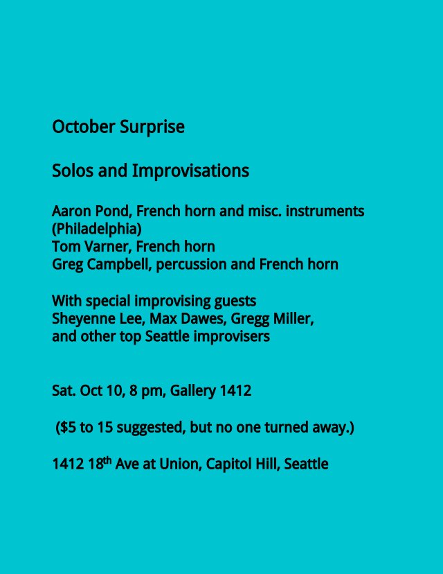 October Surprise - Pond, Varner, Campbell and more