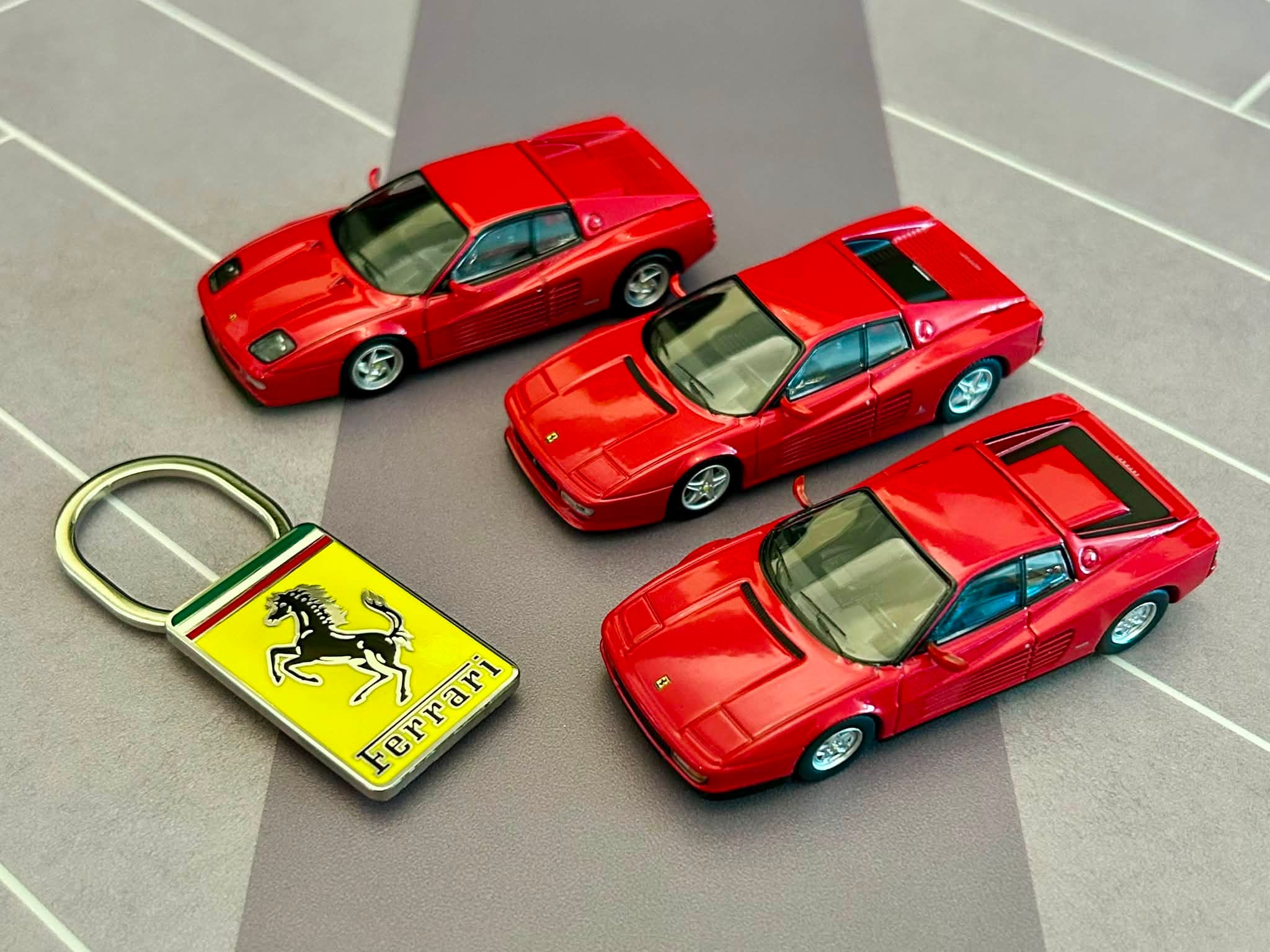 Ferrari 1/64 scale models: 1984 Testarossa, 1991 512 TR, 1994 F512