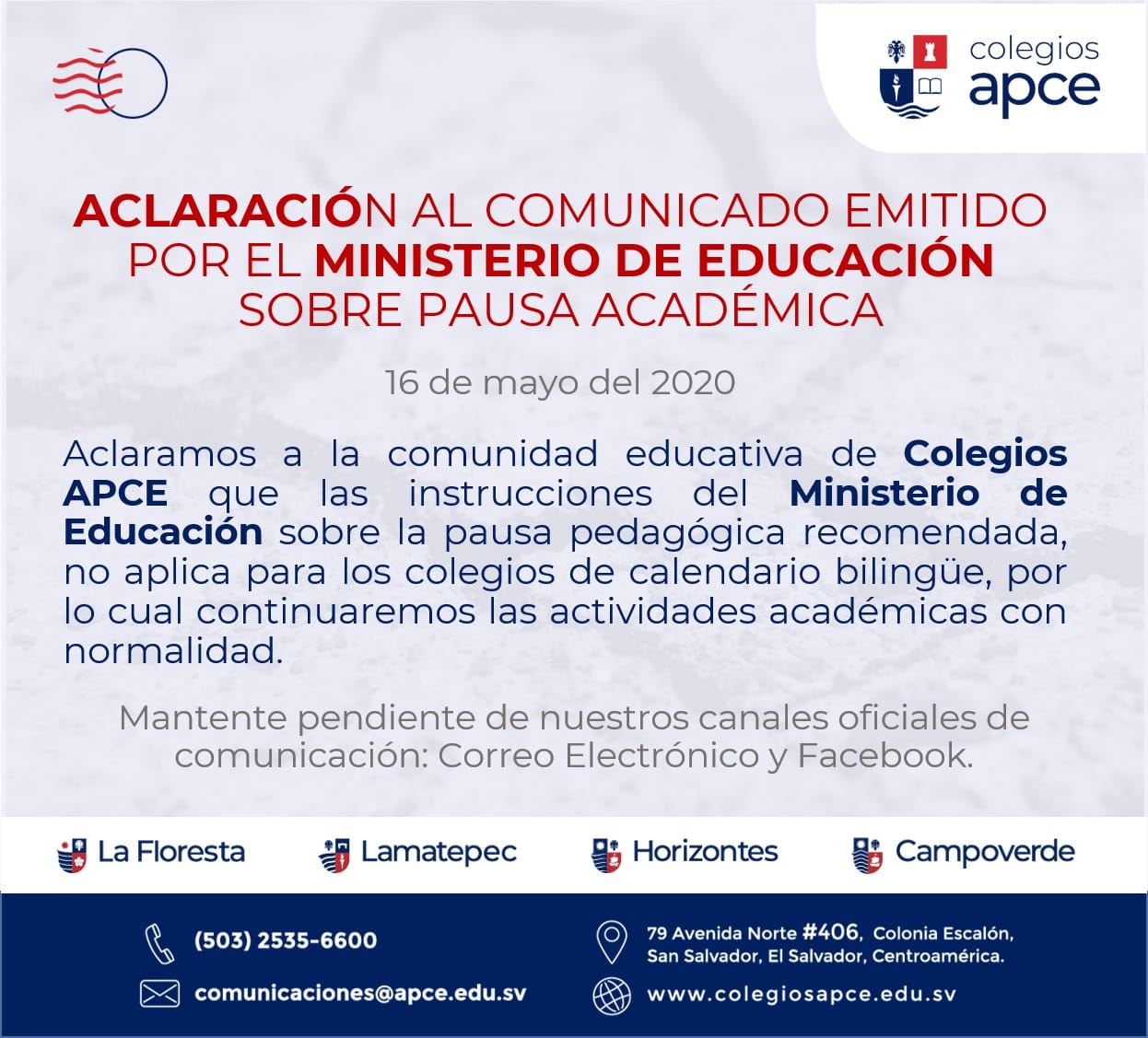 Aclaramos a la comunidad... - Colegio APCE - La Floresta | Facebook