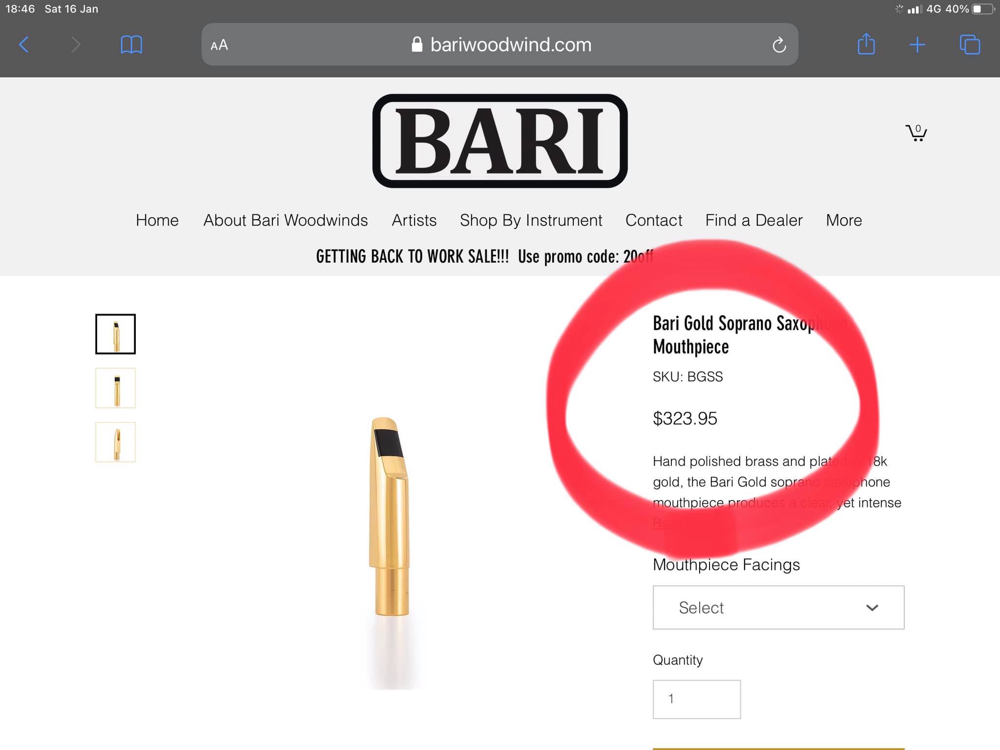 Bari Gold for Soprano (18K Goldplated)... - Saxsociety Museum