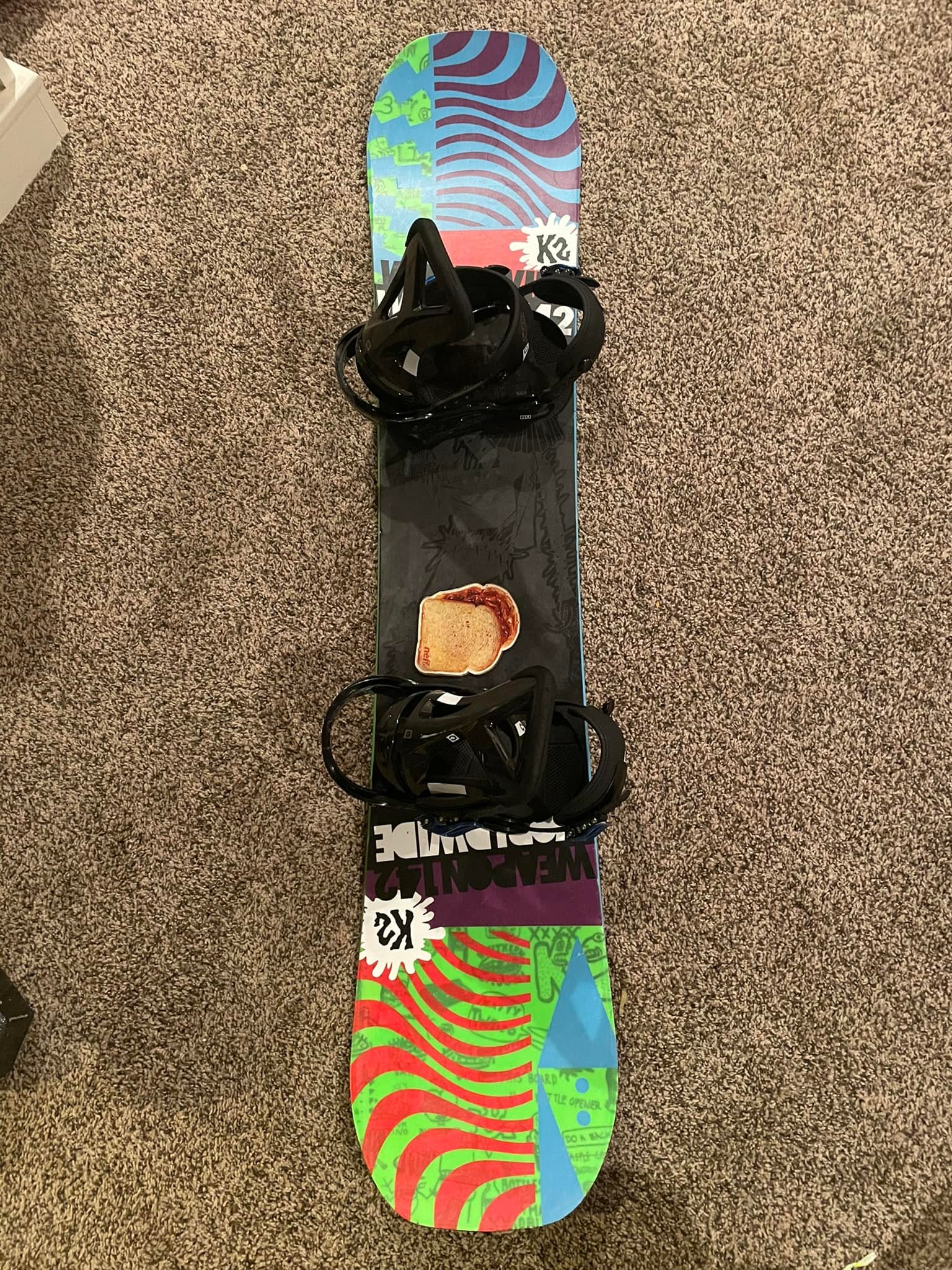 K2 World Wide snowboard for sale with Burton Custom bindings