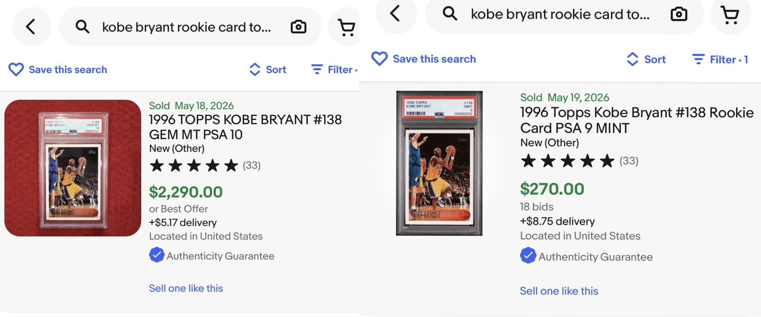 Kobe Bryant rookie card collection value