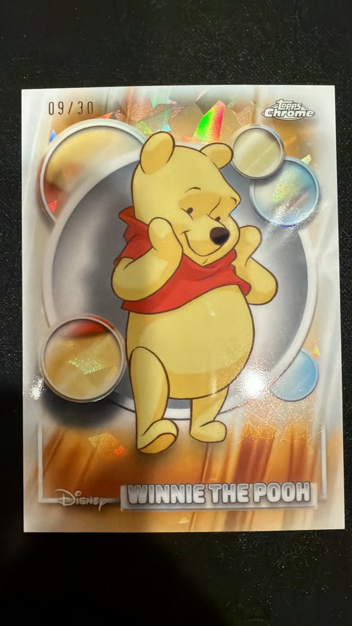 Graded trading card is a 2023 Topps Chrome Disney 100 Winnie the
