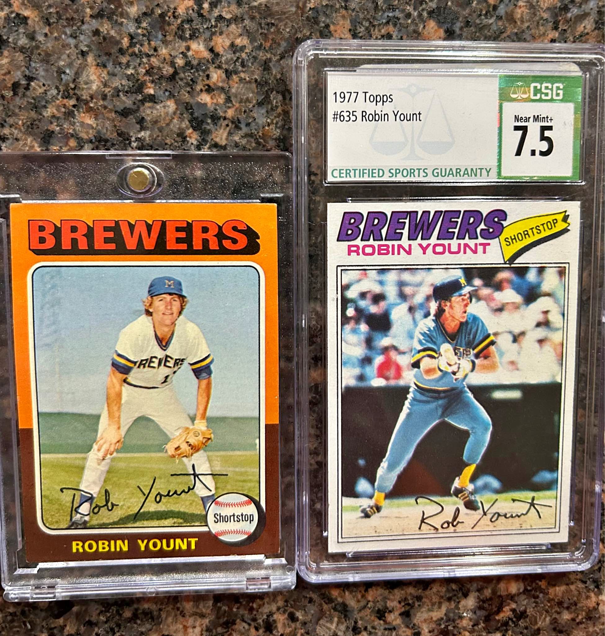 1975 Topps Robin Yount rookie & 1977 Yount - Sports Trading Cards ...
