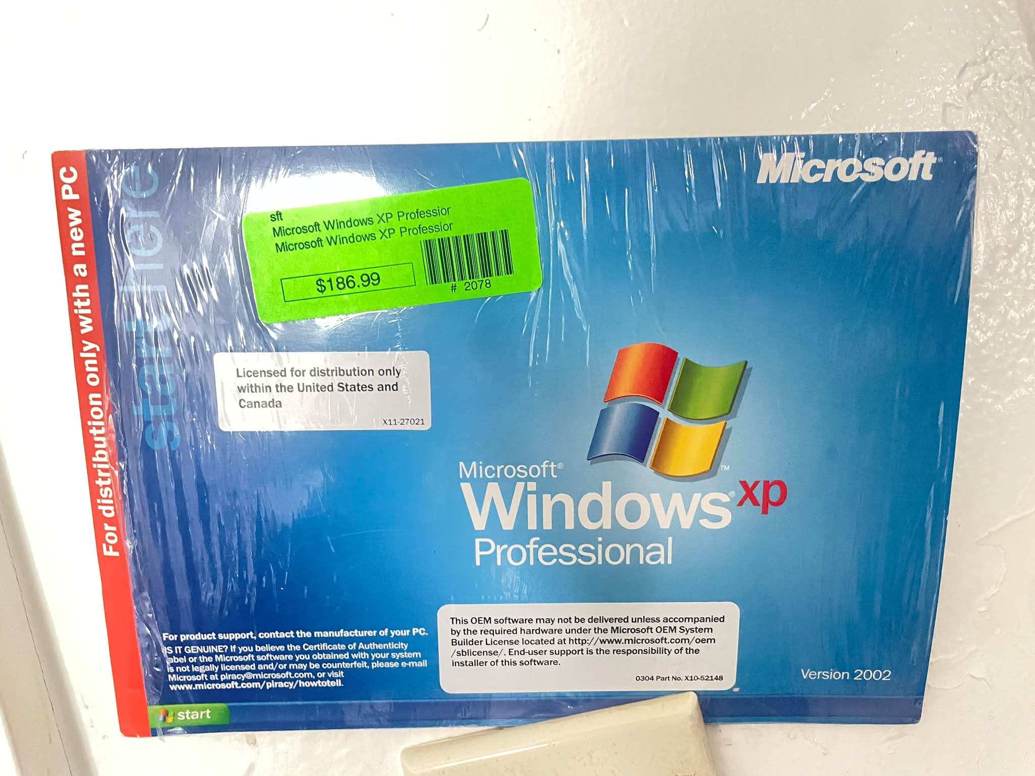 Microsoft Windows XP Professional priced at $186.99