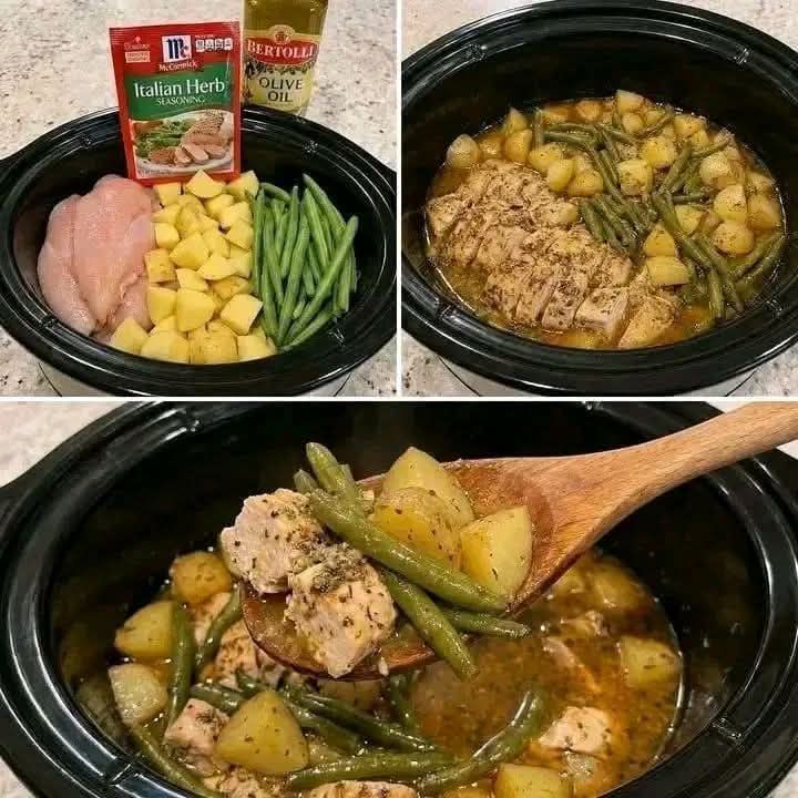chicken green beans potatoes italian dressing crock pot Chicken, Potatoes, and in Fashionable Knit Dress
