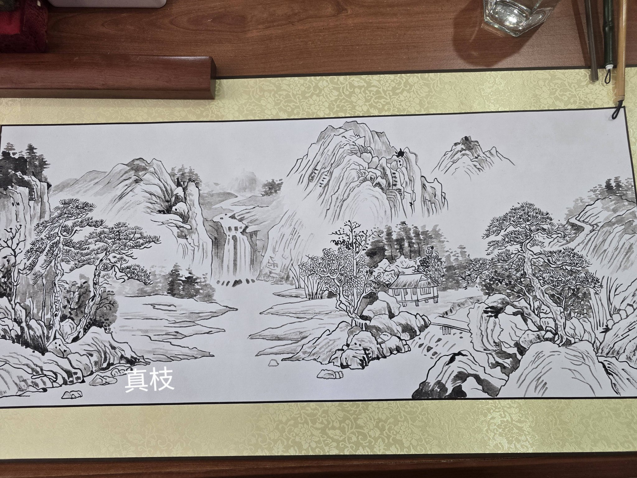 水墨画　赤城山 中国山水墨画，第43。 Traditional Chinese ink painting no : 43
