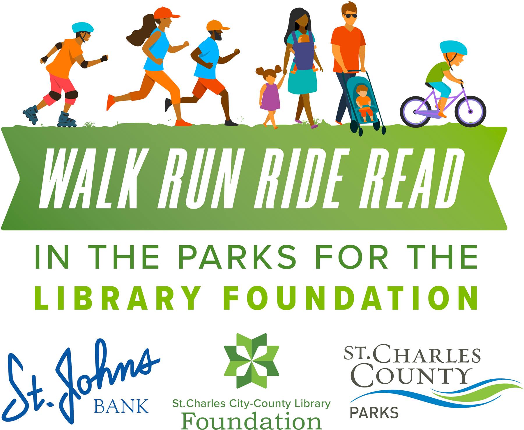 WALK · RUN · RIDE · READ in the Parks for the Library Foundation