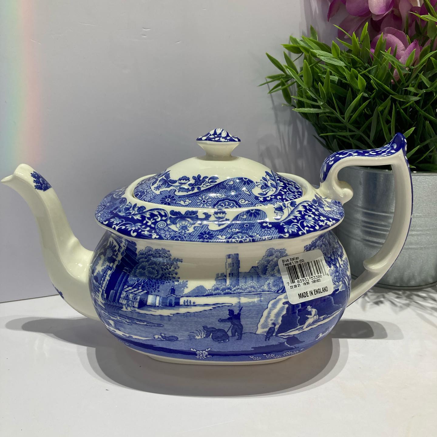 Théière Spode Bleu Italien – 1,1L – Faience De Qualité, Passe Au Lave-vaisselle Et Micro-ondes – Iconique