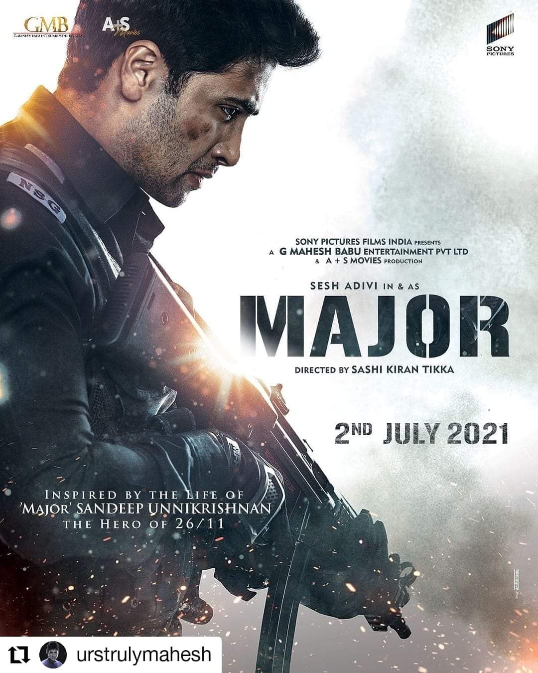 Hendi Movies - النجم ماهيش بابو يعلن موعد عرض فيلم Major... | Facebook