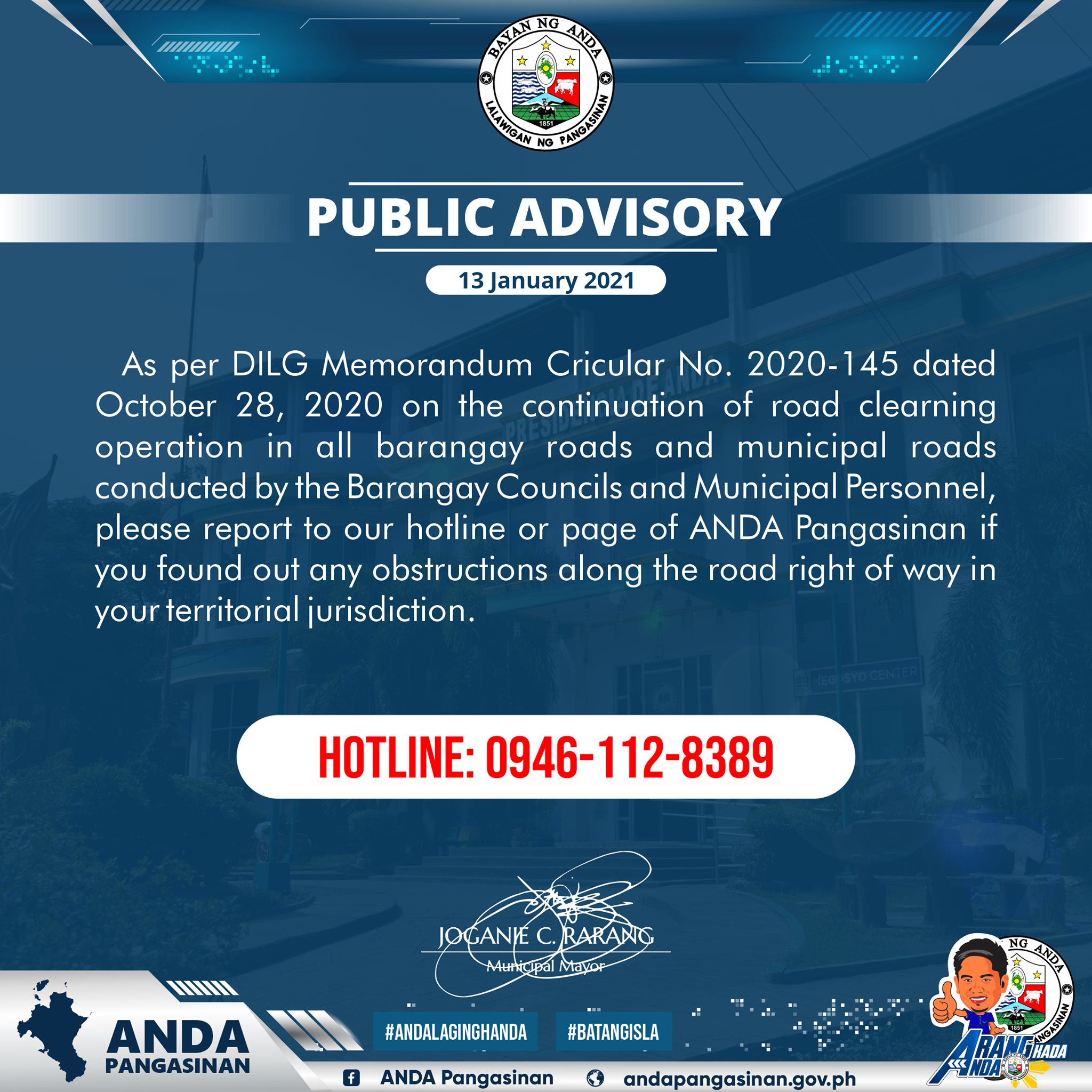 Public advisory Kung may mga nakita po kayong mga obstruction sa mga ...