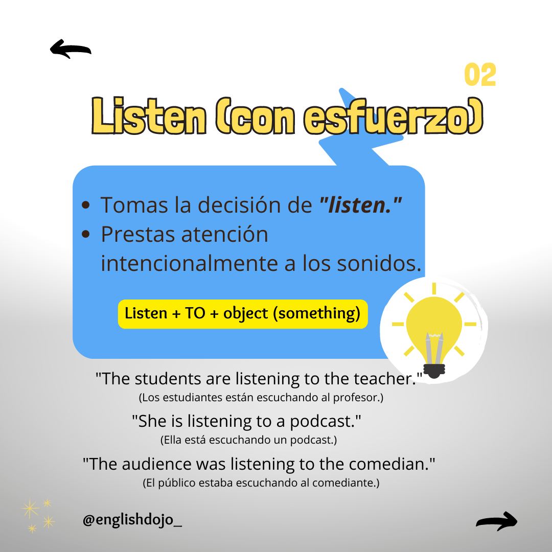 English Dojo - 👏👏 HEAR VS. LISTEN 👏👏 La diferencia...