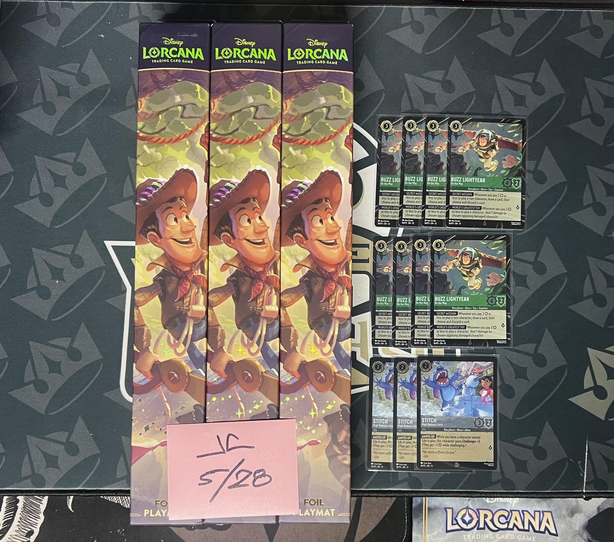 Disney Lorcana Woody and Buzz playmat with custom foiling