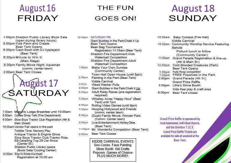 Updated... - Sheldon TIES - Sheldon Fun Days Committee
