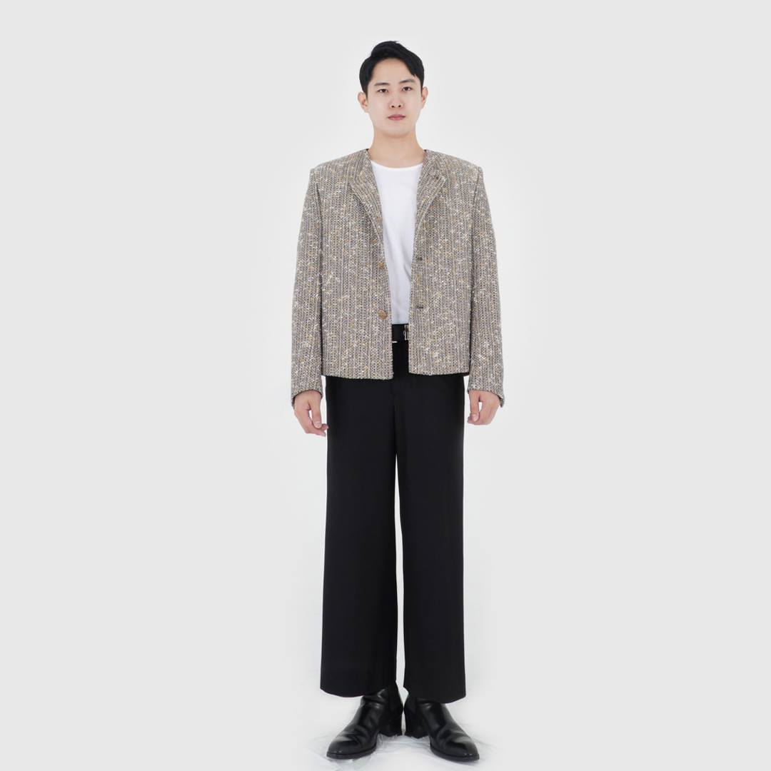 첼퍼-chelper - [명제작소]COLLARLESS TWEED JACKET 👉신규발매 최대 70%...