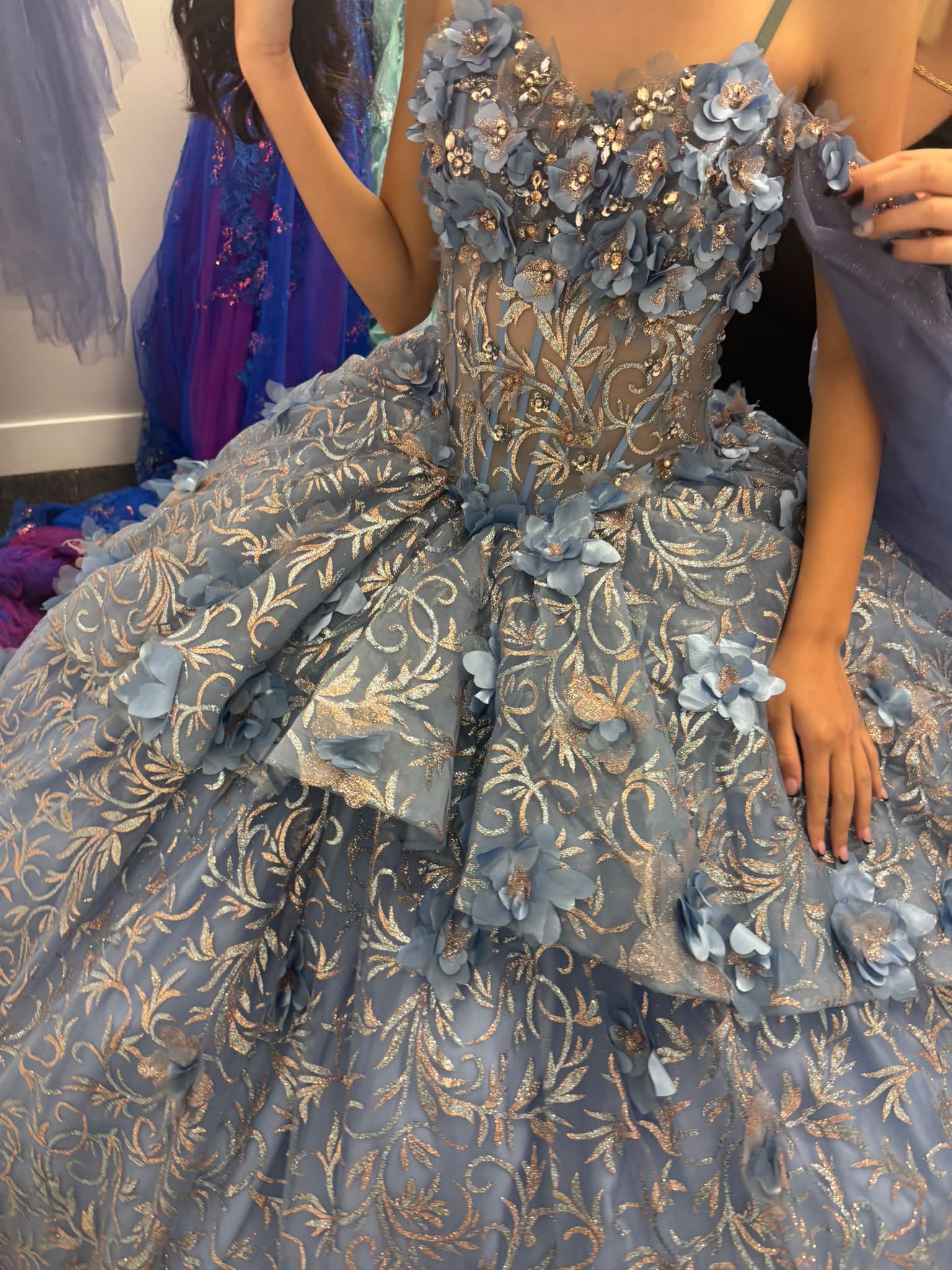 blue peacock feather dress 5D Designer Princess Gown 1-2Y Variant:Royal Blue size 6 this lightweight midi dress Disney:Princesses Vintage 90s EVA BLUE