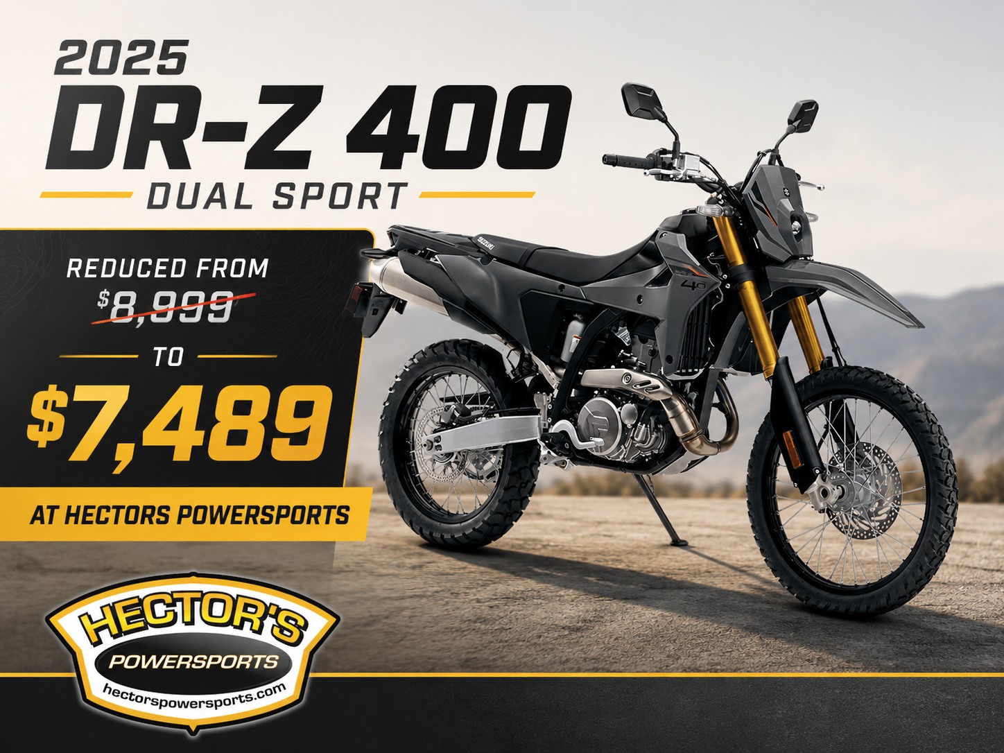 2025 Suzuki DR-Z400 dual sport motorcycle at Hector's Powersports