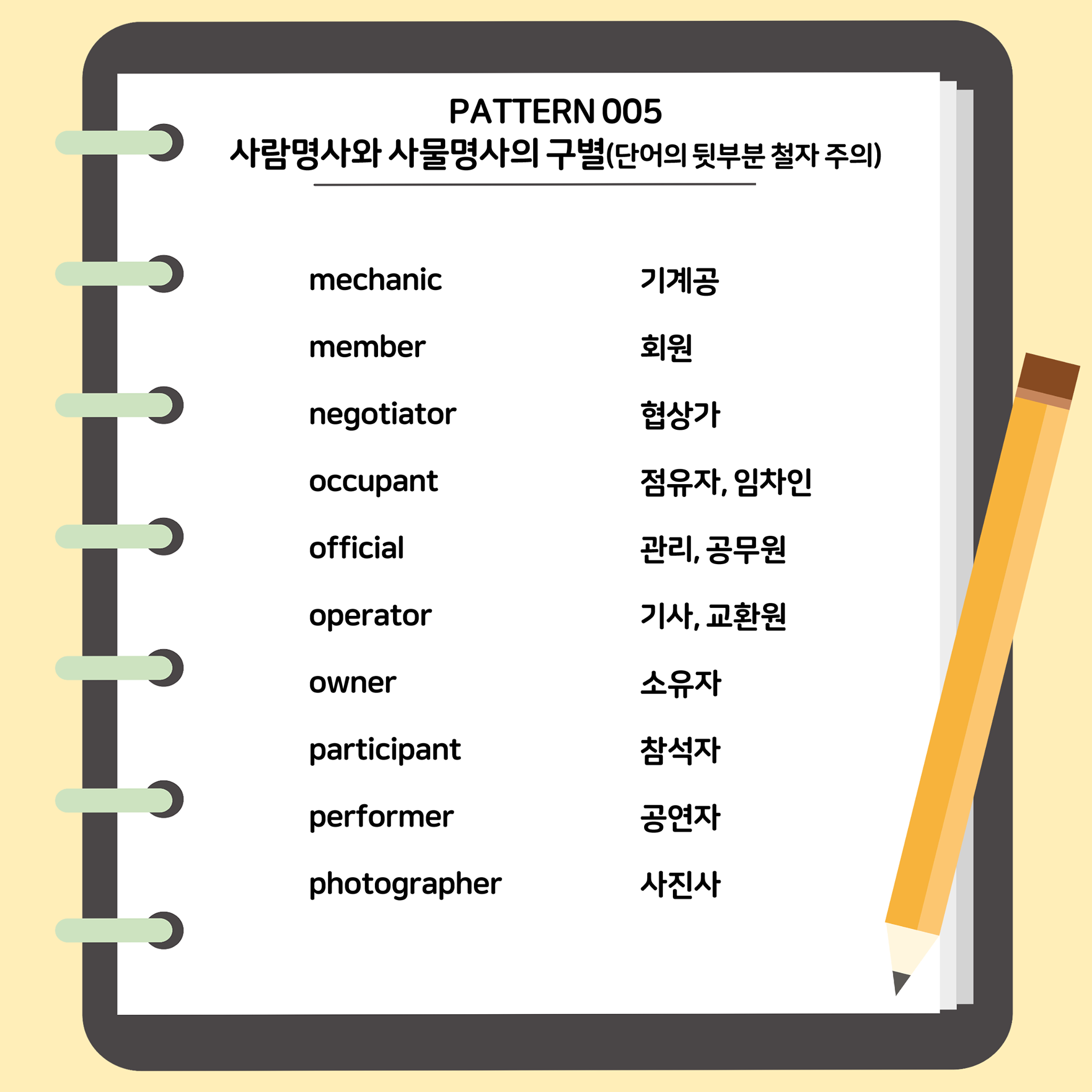 한일외국어학원 - 오늘은 토익 복합명사단어 패턴 5-3 (사람명사와 사물명사의 구분) 을 알아볼까요?...