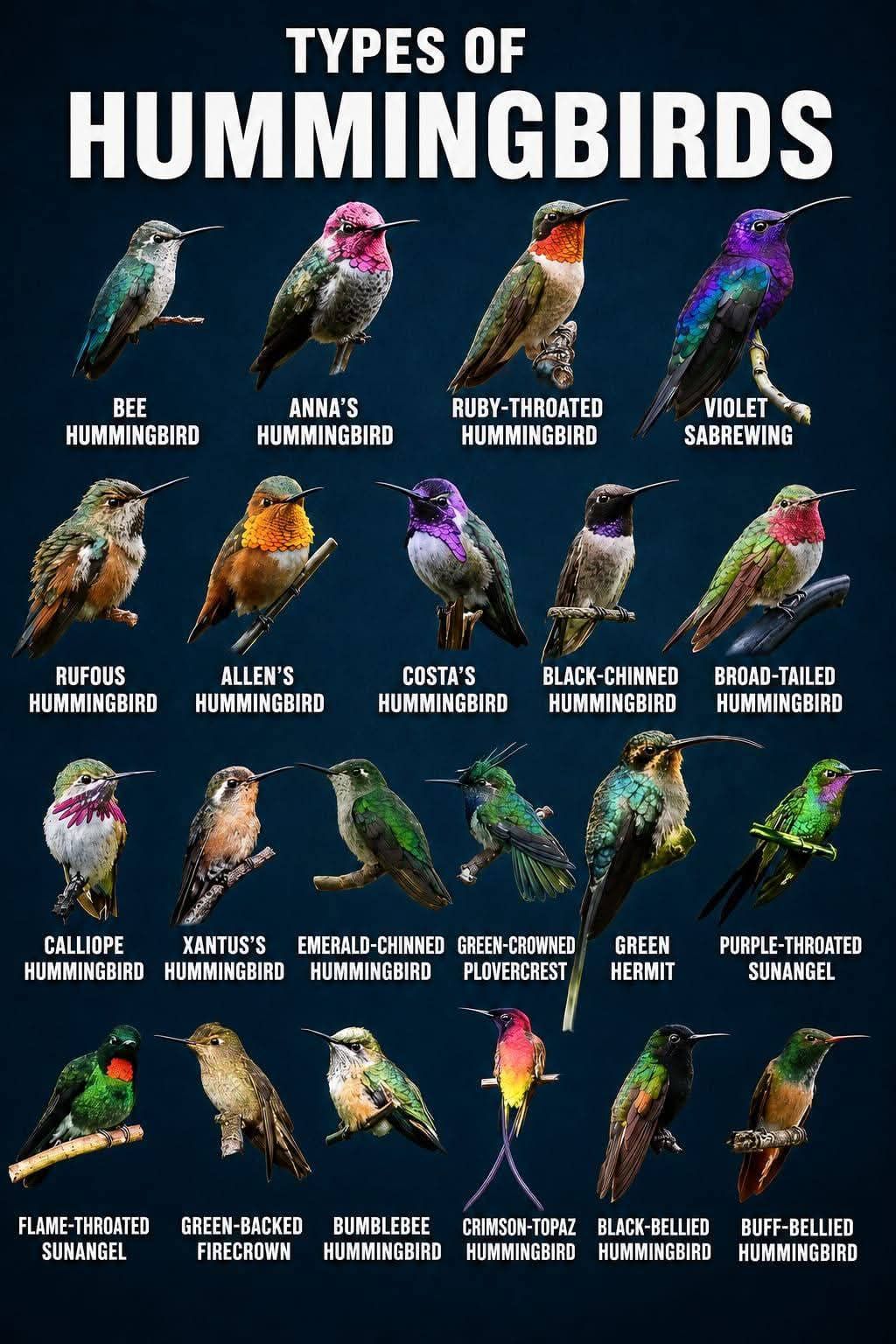 Types of Hummingbirds Identification Chart