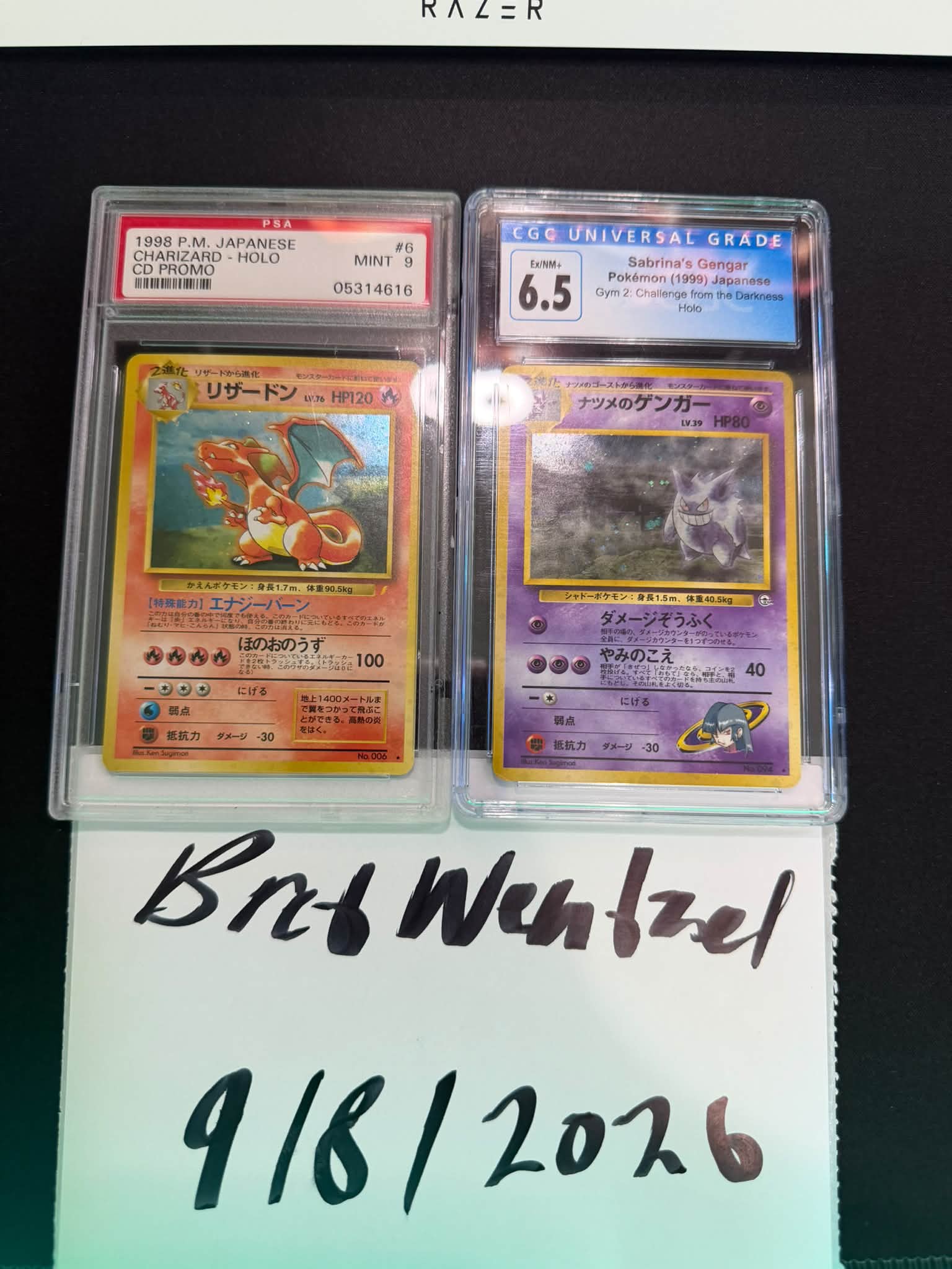 CD Promo Charizard PSA 9 and Sabrina's Gengar CGC 6.5 for sale