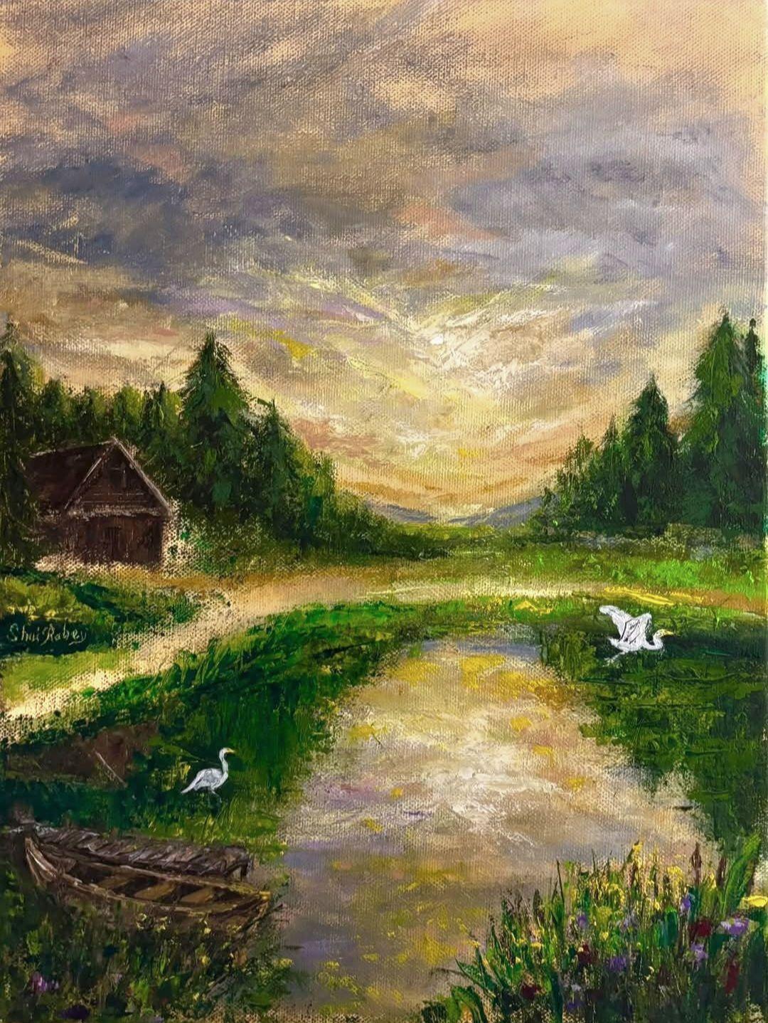 Autumn. Oil on wooden panel. 50 X 35 cm By István Kenéz Hungary
