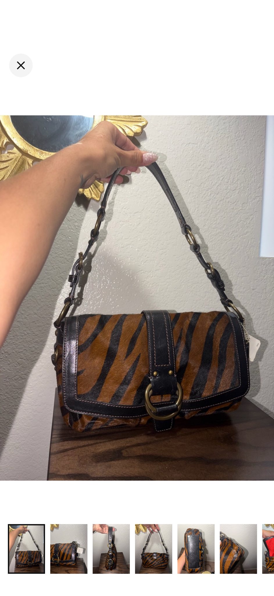 Rare Y2K Coach Chelsea field haircalf zebra stripe purse for sale
