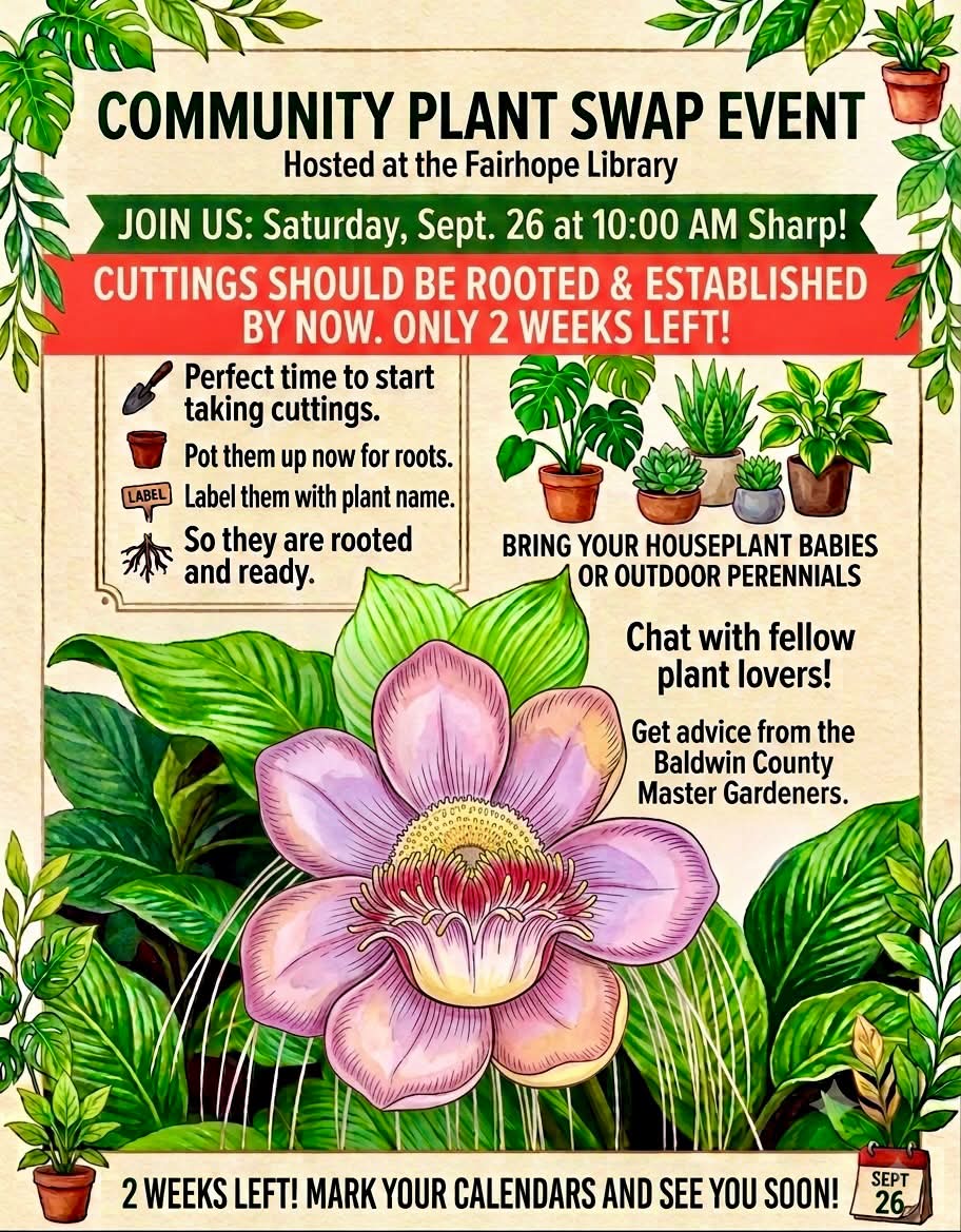 Community plant swap at Fairhope, AL Library (Sept 2026)